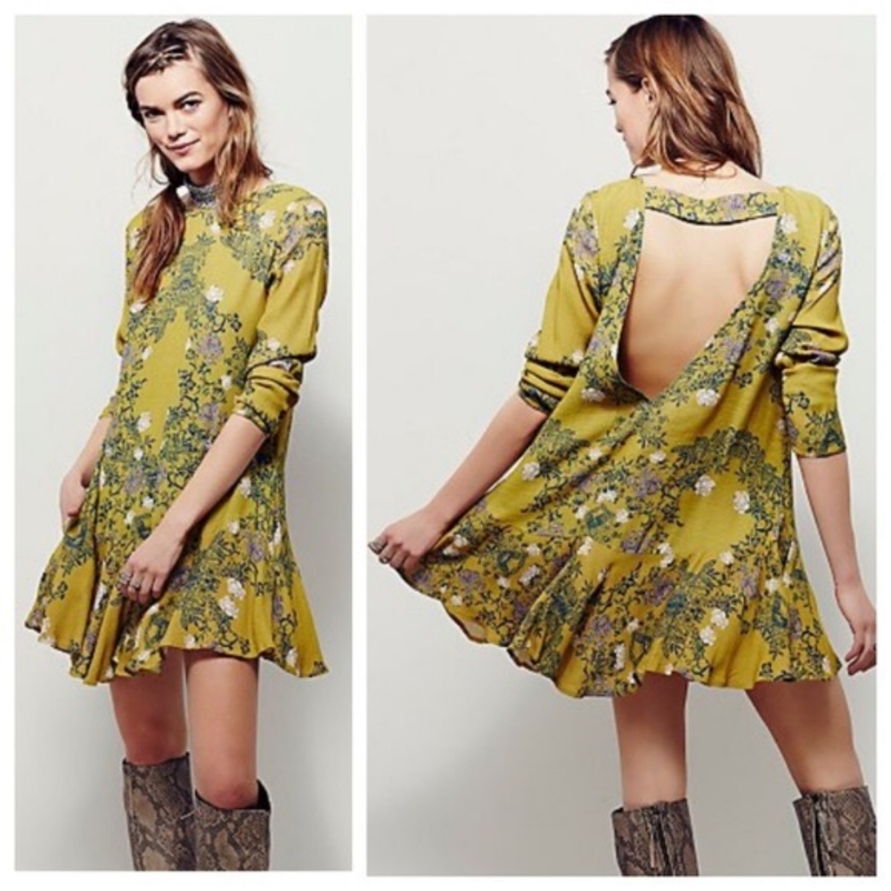 Free People Smooth Talker Yellow Tunic Dress Small